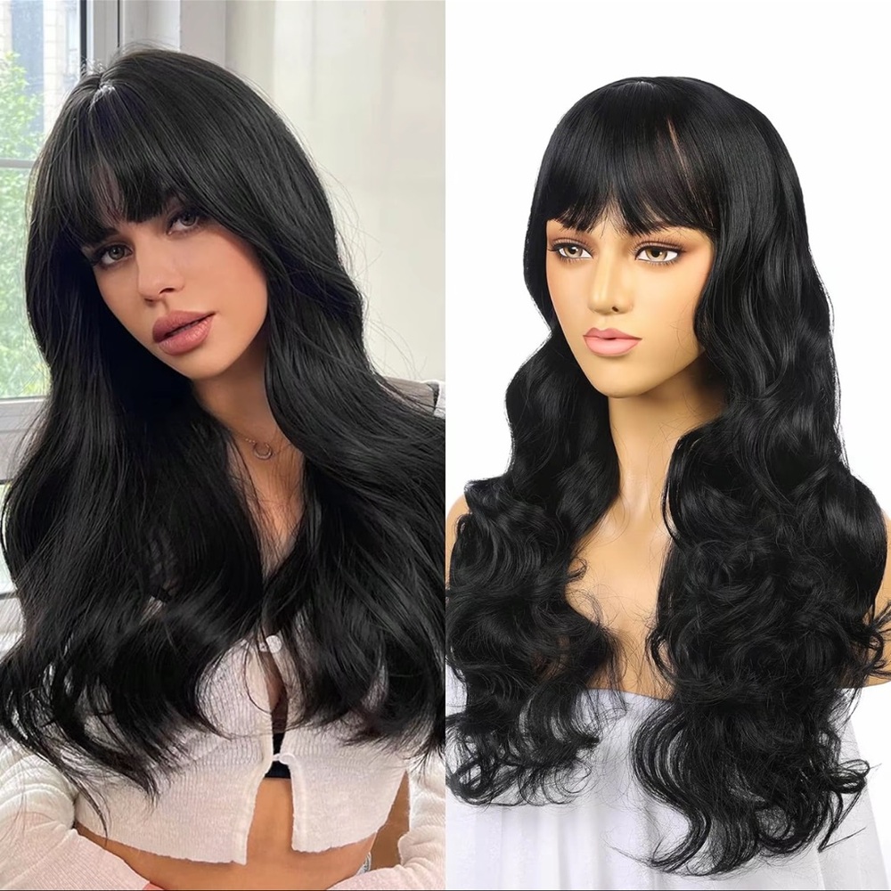 28inch black long wigs
